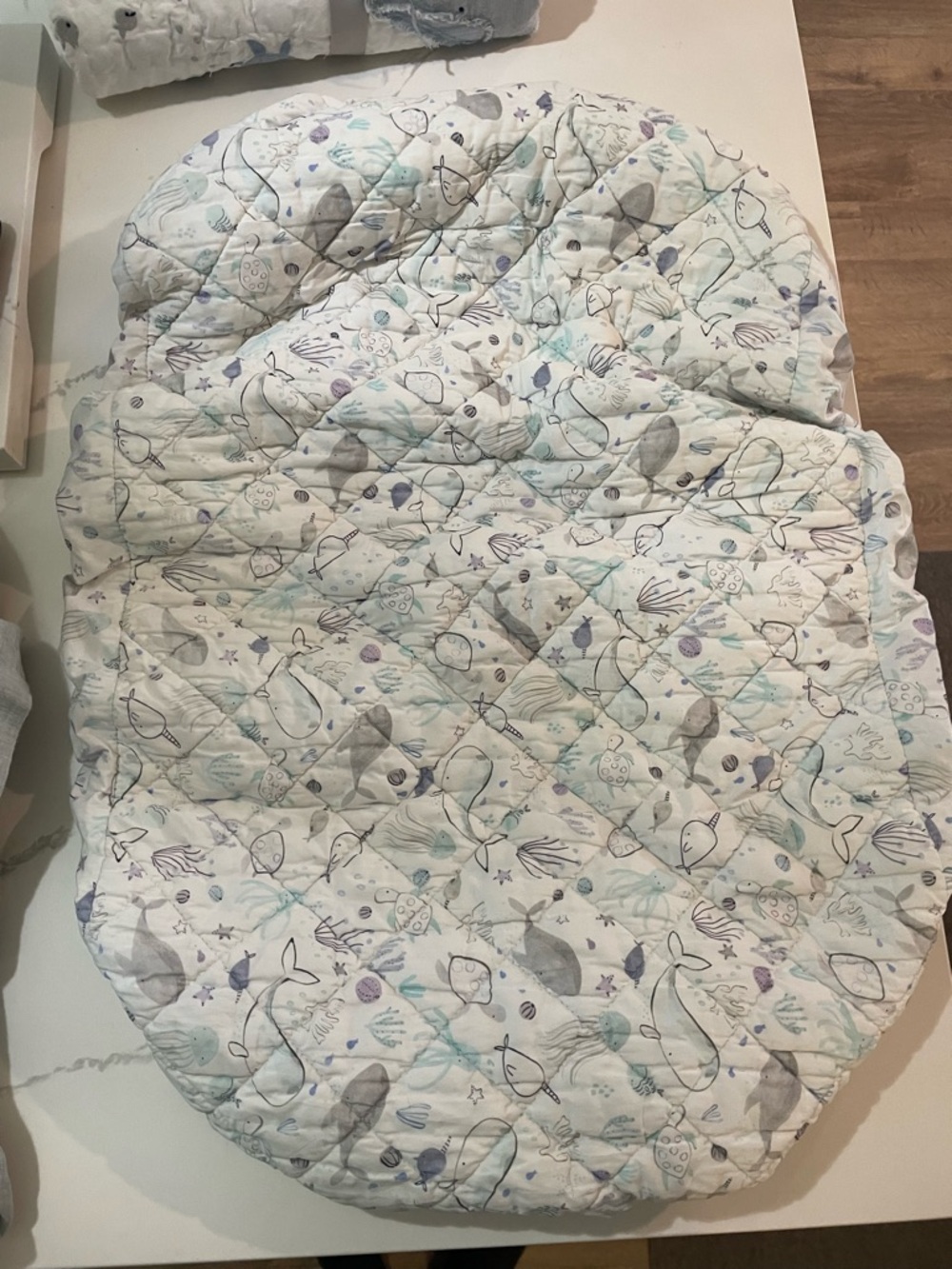 Whale & Ocean Creatures Printed Baby Crib fitted sheet & pad cover - Picture 3 of 4